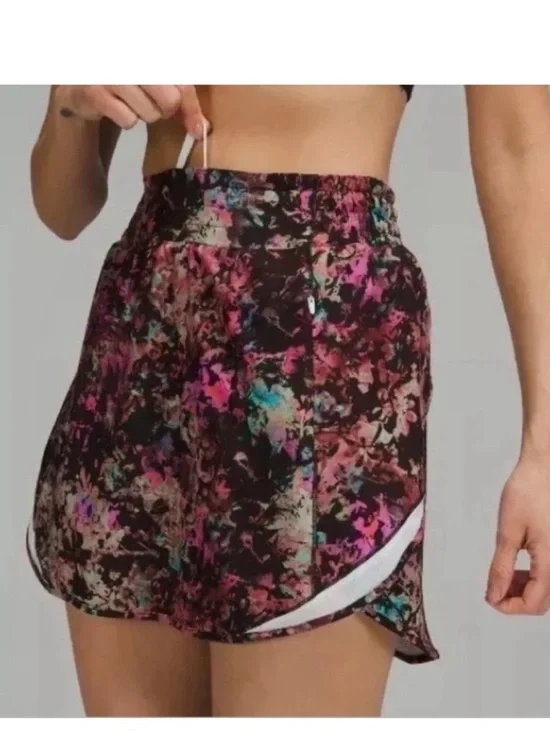 Lululemon Hotty Hot HR Skirt Long - Stencil Blossom Red Multi/Sheer Blu - Size 4 - Picture 1 of 7